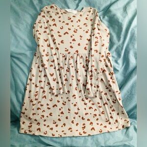 H&M Cream and Brown Patterned Kids Dress
